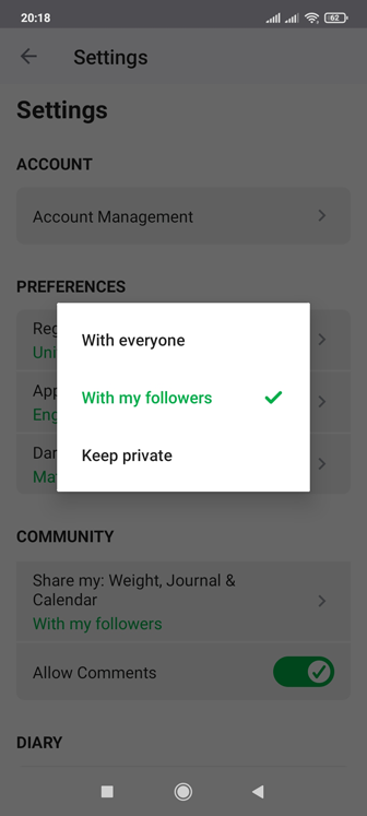 Capture d'écran 1 : Paramètres de l'application fs_settings