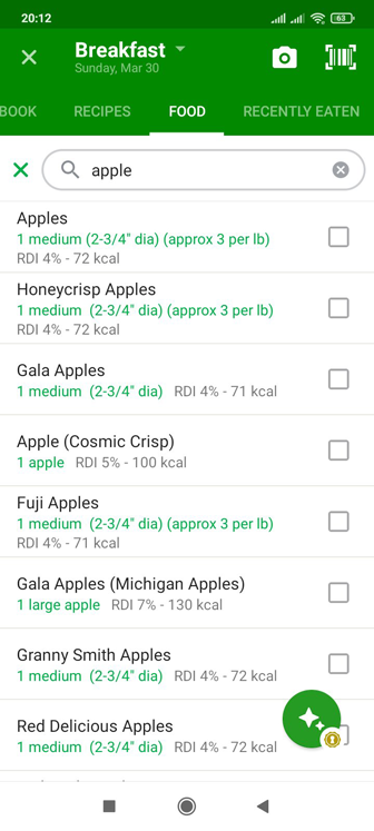 Screenshot 1: Stücke mit Größe